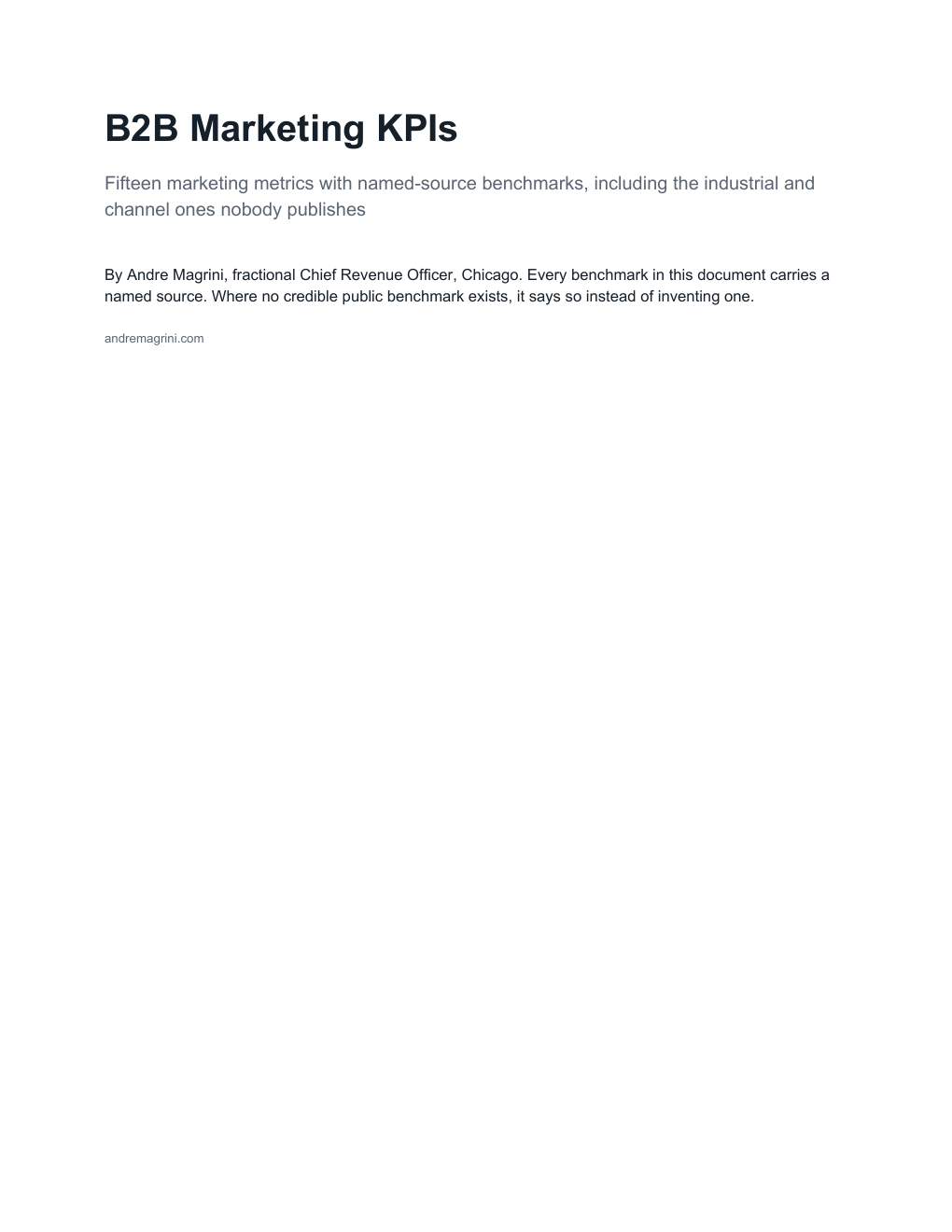 Cover of B2B Marketing KPIs by Andre Magrini