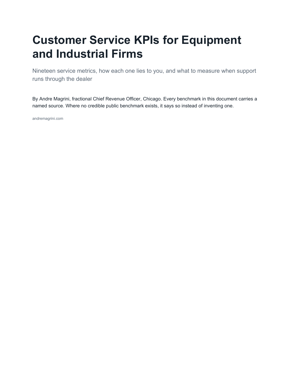 Cover of Customer Service KPIs for Equipment and Industrial Firms by Andre Magrini