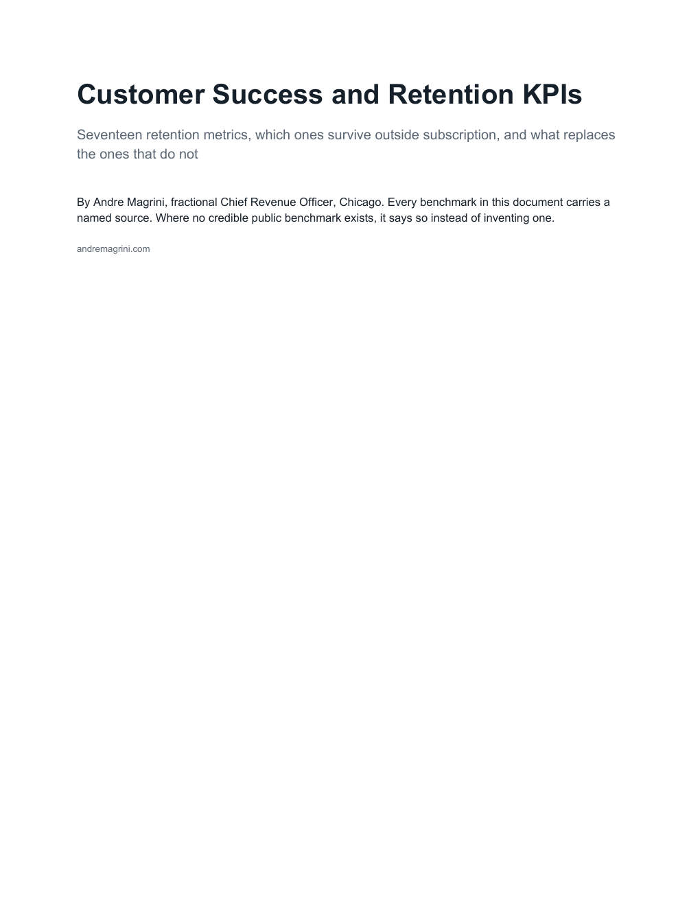 Cover of Customer Success and Retention KPIs by Andre Magrini