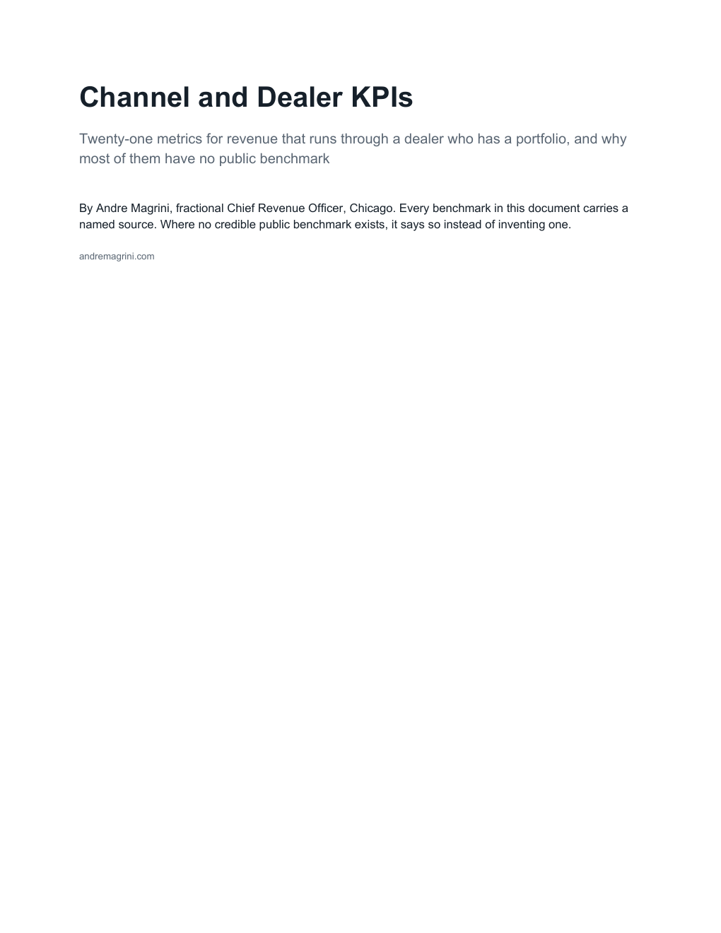 Cover of Channel and Dealer KPIs by Andre Magrini